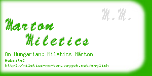 marton miletics business card